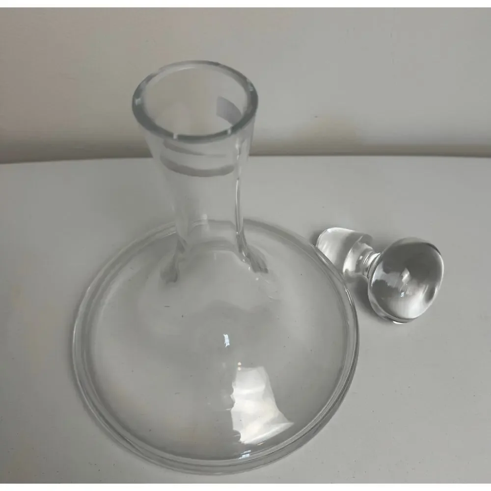Krosno Poland 11” Crystal Glass Decanter Bottle w/ Stopper- Heavy! Wine Aerator
